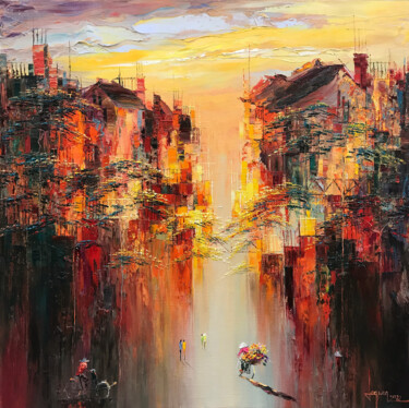 Painting titled "Late autumn sunshine" by Ngoc Quan Le, Original Artwork, Oil