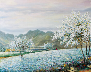 Painting titled "Cold sunny morning" by Ngoc Quan Le, Original Artwork, Oil