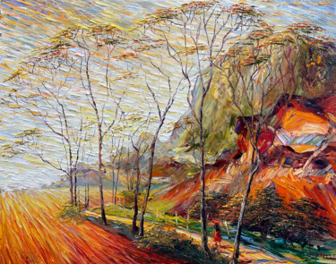 Malerei mit dem Titel "The road to Pa Phac…" von Ngoc Quan Le, Original-Kunstwerk, Öl