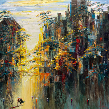 Malerei mit dem Titel "Autumn afternoon sun" von Ngoc Quan Le, Original-Kunstwerk, Öl