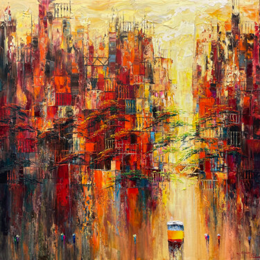Картина под названием "Late sunset" - Ngoc Quan Le, Подлинное произведение искусства, Масло