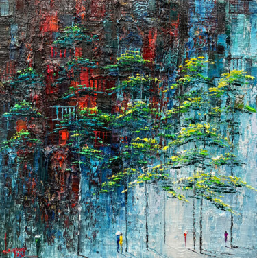 Painting titled "Blue afternoon" by Ngoc Quan Le, Original Artwork, Oil
