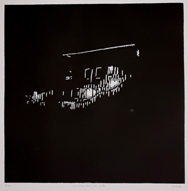 Estampas & grabados titulada "Lumières dans la vi…" por Nicolas Goulette, Obra de arte original, Xilografía