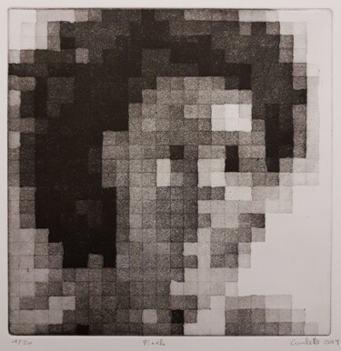 Incisioni, stampe intitolato "Pixels" da Nicolas Goulette, Opera d'arte originale, Acquaforte