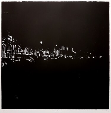 Printmaking titled "Le parking" by Nicolas Goulette, Original Artwork, Xylography
