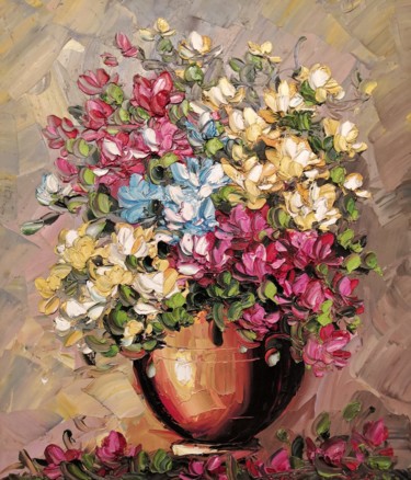 Картина под названием "Floral painting art…" - Natasha Stepanova, Подлинное произведение искусства, Масло