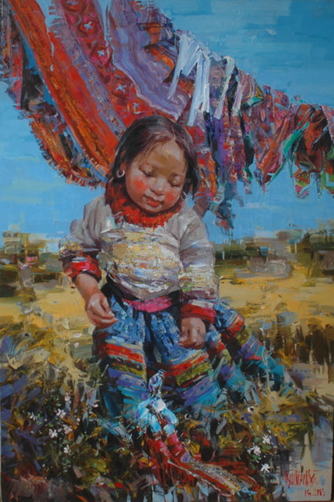 Painting titled "Falling" by Ha Nguy Dinh, Original Artwork, Oil