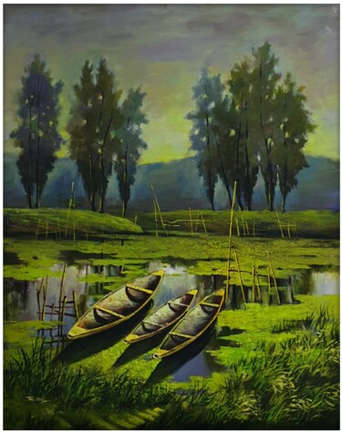 Painting titled "Hometown" by Nguyen Khac Tai Tai, Original Artwork, Acrylic