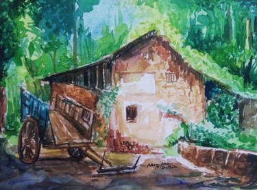 Painting titled "Old house" by Neeraj Hari Govi, Original Artwork, Watercolor