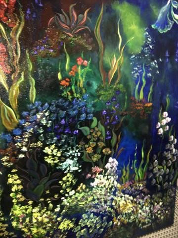 Painting titled "Water Garden" by Natalia Hughson, Original Artwork