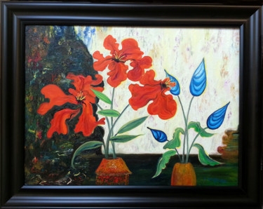 Painting titled "Bouquets Duet" by Natalia Hughson, Original Artwork, Oil
