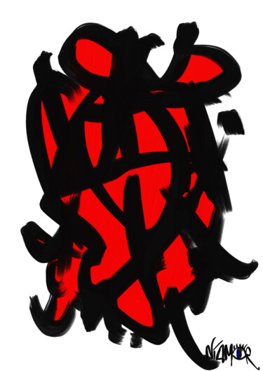 Arts numériques intitulée "RED heart" par Niamor, Œuvre d'art originale, Peinture numérique