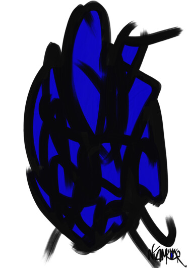 Grafika cyfrowa / sztuka generowana cyfrowo zatytułowany „BLUE heart” autorstwa Niamor, Oryginalna praca, Malarstwo cyfrowe