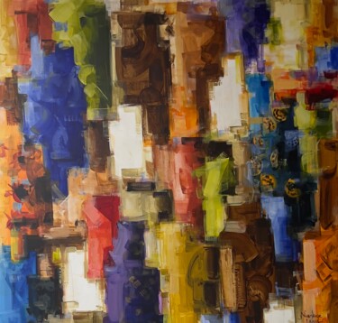 Malerei mit dem Titel "Les couleurs du tem…" von Niankoye Lama, Original-Kunstwerk, Acryl