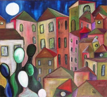 Pittura intitolato "Depuis la ville...…" da Cinzia Corvo (Nic), Opera d'arte originale