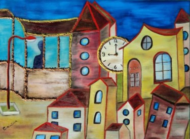 Pittura intitolato "La città vuota" da Cinzia Corvo (Nic), Opera d'arte originale, Olio