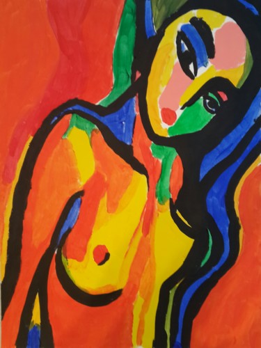 Painting titled "Jeune fille nue sty…" by Nicevnt, Original Artwork, Acrylic