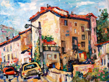 Painting titled "Somewhere near Arle…" by Nicifor Swiristuhin, Original Artwork, Oil Mounted on Wood Stretcher frame