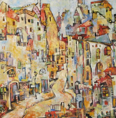 Картина под названием "Город" - Nicifor Swiristuhin, Подлинное произведение искусства, Масло