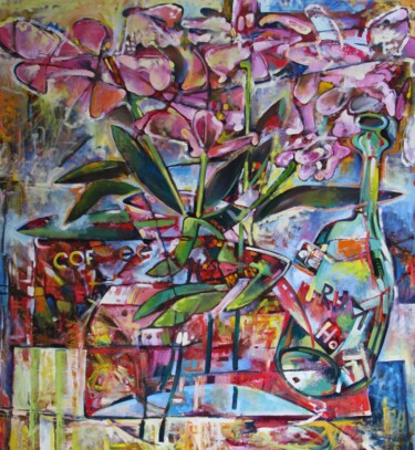Картина под названием "Orchids" - Nicifor Swiristuhin, Подлинное произведение искусства, Масло
