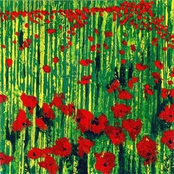 Painting titled "Champ de coquelicots" by Nick Cowling, Original Artwork
