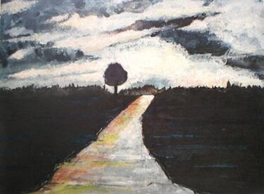 Painting titled "Chemin à minuit" by Nick Cowling, Original Artwork