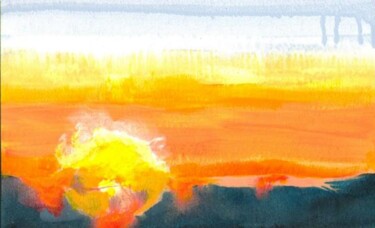 Painting titled "Coucher de soleil" by Nick Cowling, Original Artwork