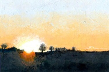 Painting titled "Sunset with trees" by Nick Cowling, Original Artwork