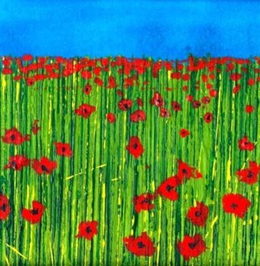 Painting titled "Poppy field in Savo…" by Nick Cowling, Original Artwork, Oil