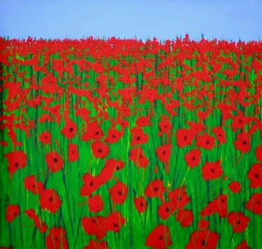 Painting titled "Champ de coquelicot…" by Nick Cowling, Original Artwork