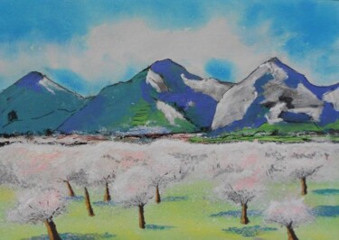 Painting titled "Almond trees in Maj…" by Nick Cowling, Original Artwork