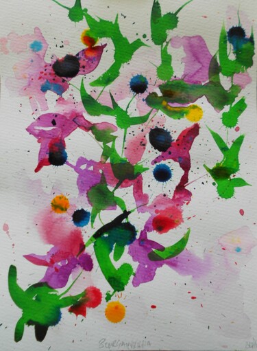 Painting titled "bourgainvillea" by Nick Cowling, Original Artwork