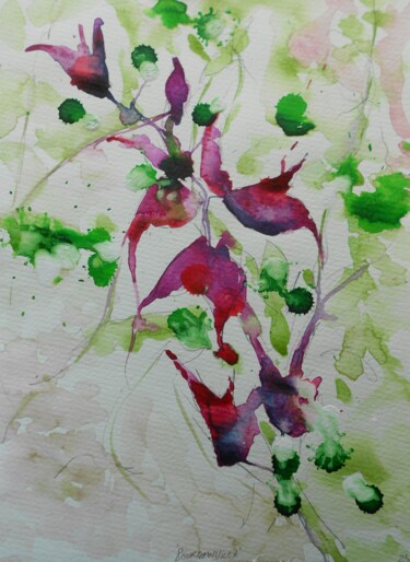 Painting titled "bourgainvillea-3" by Nick Cowling, Original Artwork