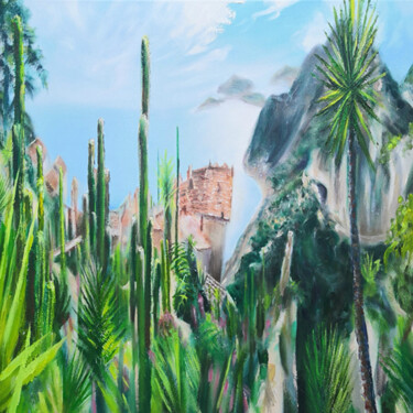 Malerei mit dem Titel "Le Jardin Exotique,…" von Nick Pike, Original-Kunstwerk, Öl