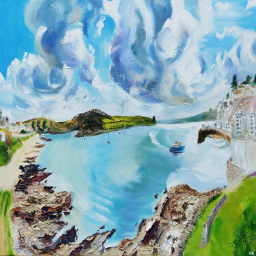 Картина под названием "St Mawes Beach 1" - Nick Pike, Подлинное произведение искусства, Масло
