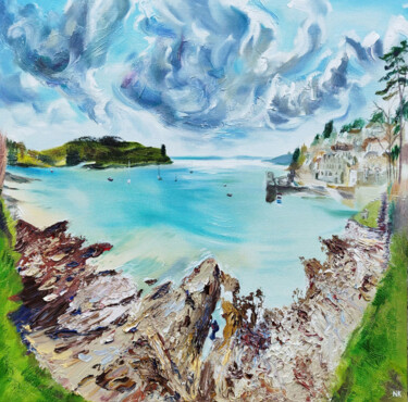 Картина под названием "St Mawes Beach 2" - Nick Pike, Подлинное произведение искусства, Масло