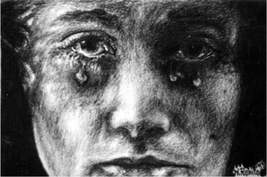 Disegno intitolato "Tears in my Eyes" da Nick Skarvelakis, Opera d'arte originale, Matita