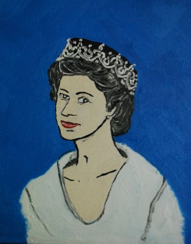 Painting titled "Queen Elizabeth in…" by Nick Kaliberda, Original Artwork, Oil Mounted on Wood Stretcher frame