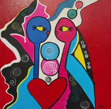 Peinture intitulée "Lovers 3" par Nicki, Œuvre d'art originale, Acrylique