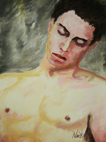 Painting titled "DAMIEN" by Nicko, Original Artwork, Pastel