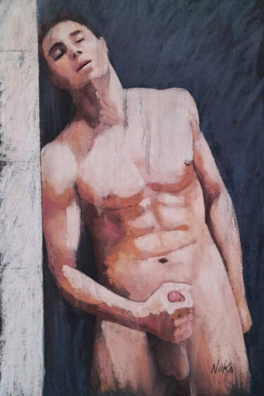 Painting titled "ANDREAS IN THE SHOW…" by Nicko, Original Artwork, Pastel