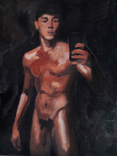 Painting titled "NARCISSE MAN 2" by Nicko, Original Artwork, Oil