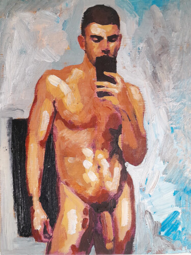 Painting titled "NARCISSE MAN 3" by Nicko, Original Artwork, Oil