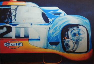 Peinture intitulée "PORSCHE 917 GULF" par Nicky Chiarello, Œuvre d'art originale, Crayon