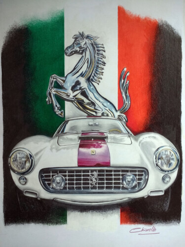 Zeichnungen mit dem Titel "Ferrari 250 GT Berl…" von Nicky Chiarello, Original-Kunstwerk, Bleistift