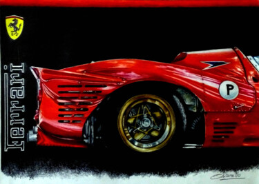 Painting titled "Ferrari 330" by Nicky Chiarello, Original Artwork, Pencil