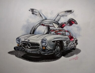 Pintura titulada "Mercedes Benz 300 S…" por Nicky Chiarello, Obra de arte original, Lápiz