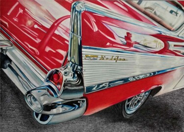 Pittura intitolato "Chevrolet BelAir 57" da Nicky Chiarello, Opera d'arte originale, Matita