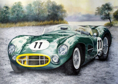 Schilderij getiteld "ASTON MARTIN DBR2" door Nicky Chiarello, Origineel Kunstwerk, Potlood