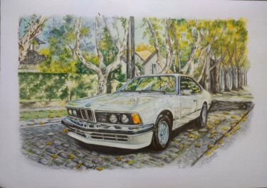 Peinture intitulée "BMW 635 CSi" par Nicky Chiarello, Œuvre d'art originale, Crayon